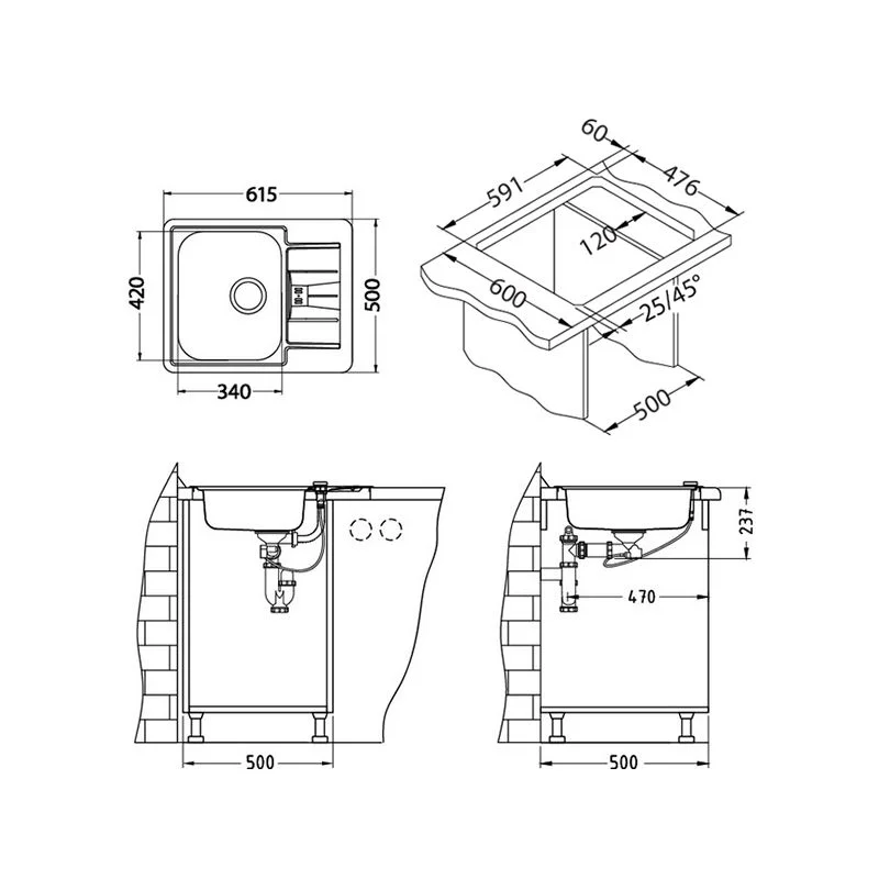 Alveus sudoper Line 60 - Monarch - Slika 2