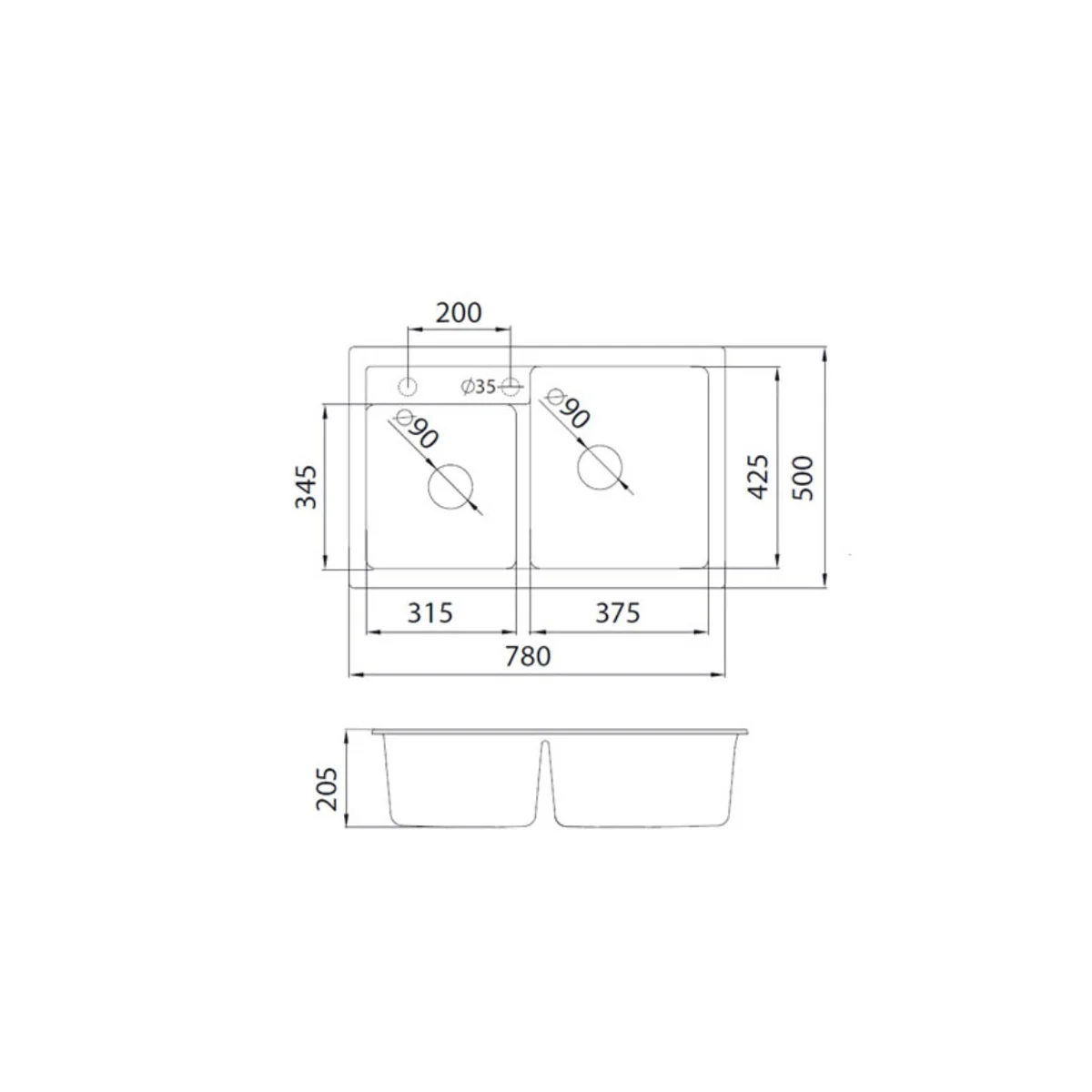 Metalac sudoper x Quadro plus 2D crna - Slika 2