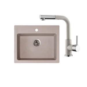 Metalac sudoper xQuadro 60 sa slavinom xGranit 